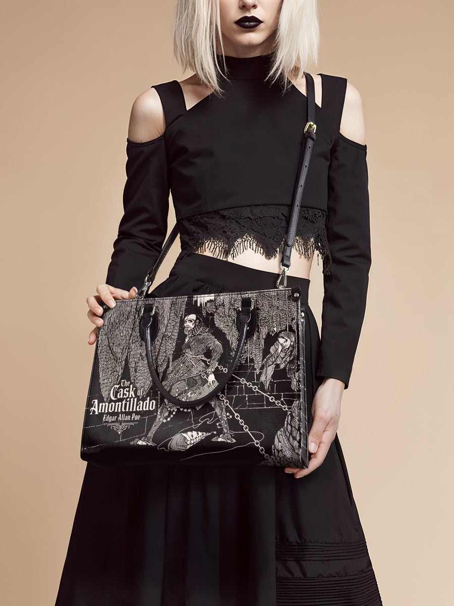 "The Cask Of Amontillado" - Black Interior - Leather Handbag