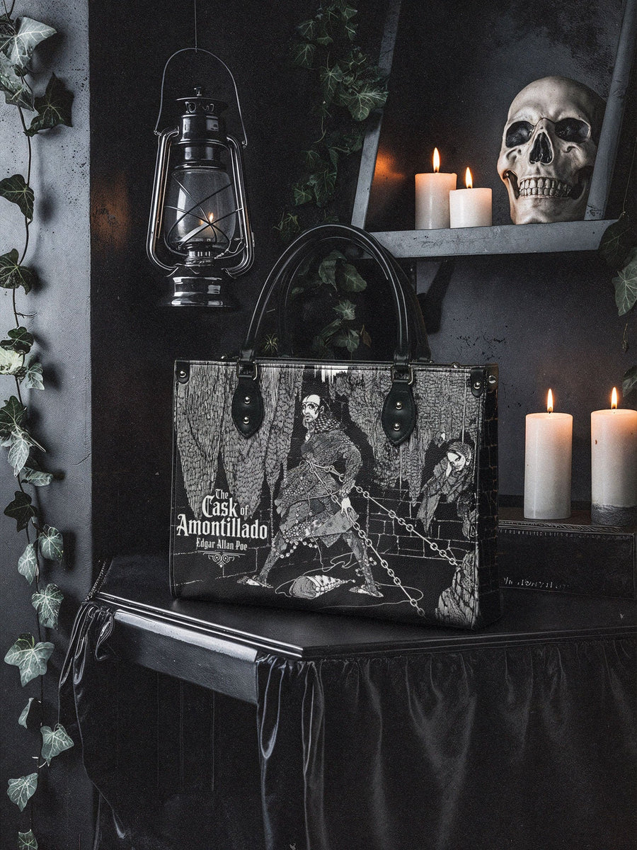 "The Cask Of Amontillado" - Black Interior - Leather Handbag