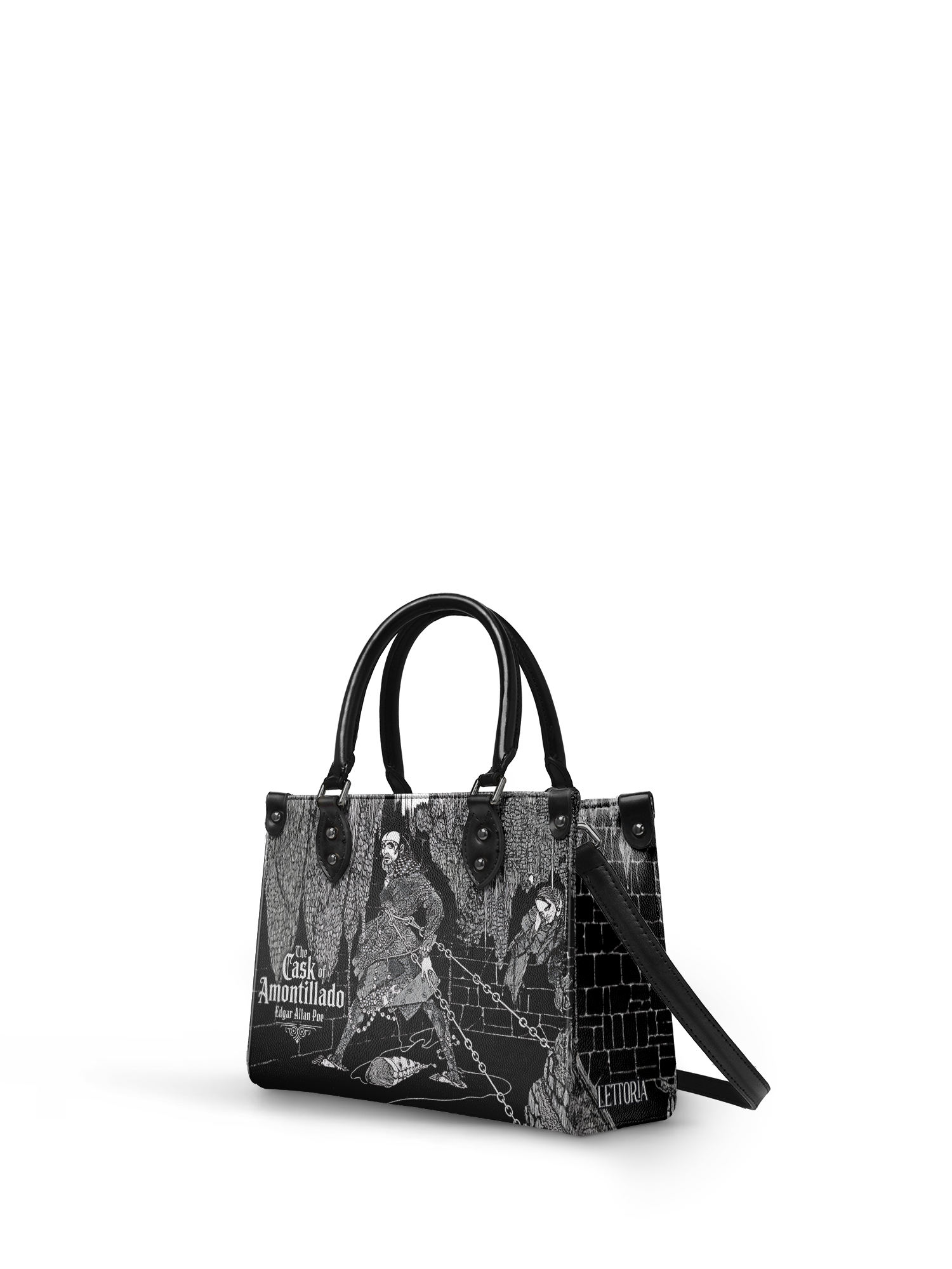 "The Cask Of Amontillado" - Black Interior - Small Leather Handbag