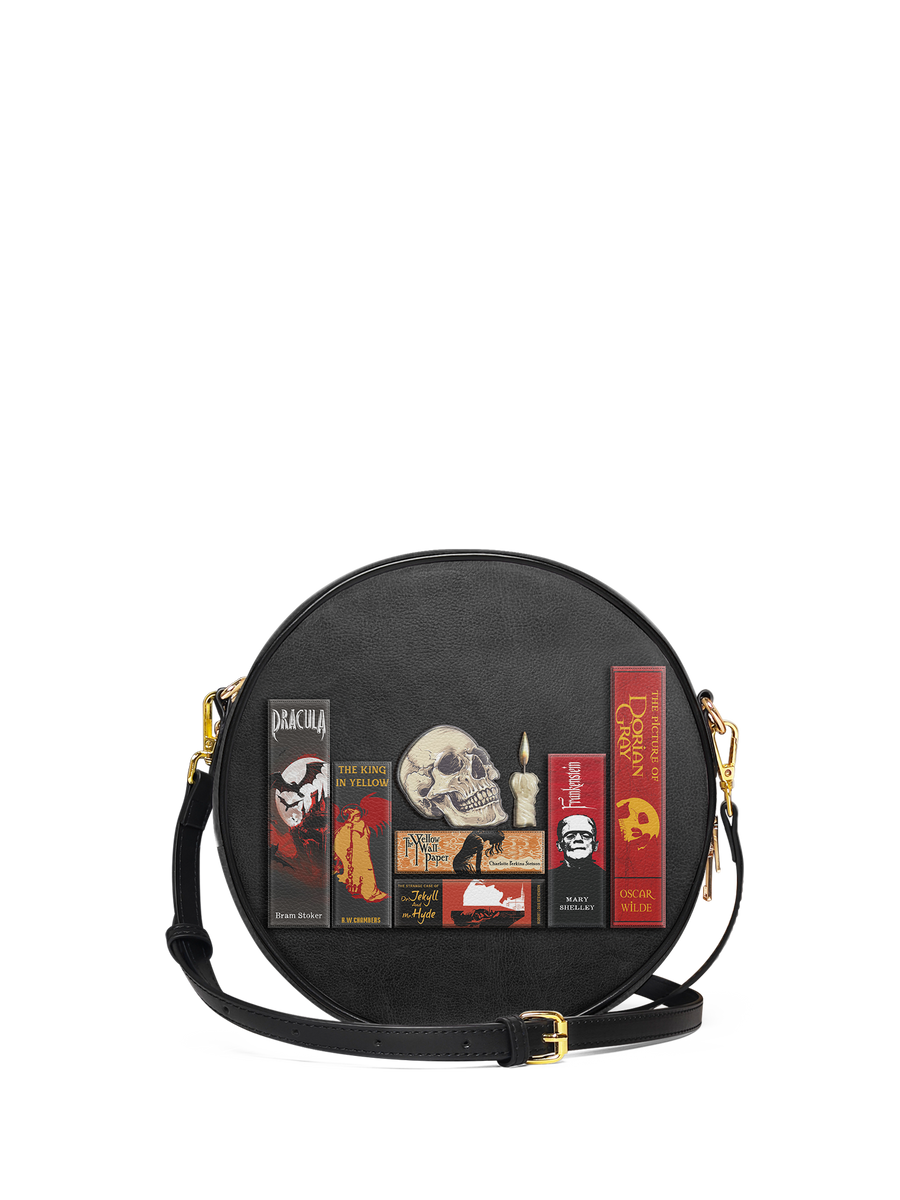 "The Codex of Gothic Tales" Deadlight Black Circle Crossbody Bag