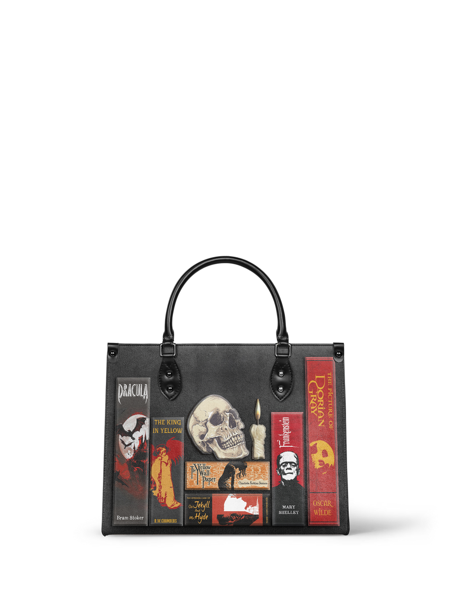 "The Codex of Gothic Tales" Deadlight Black - Black Interior - Leather Handbag