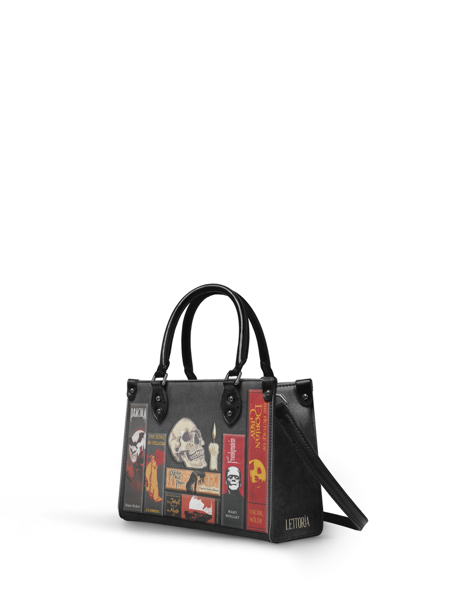 "The Codex of Gothic Tales" Deadlight Black - Black Interior - Small Leather Handbag