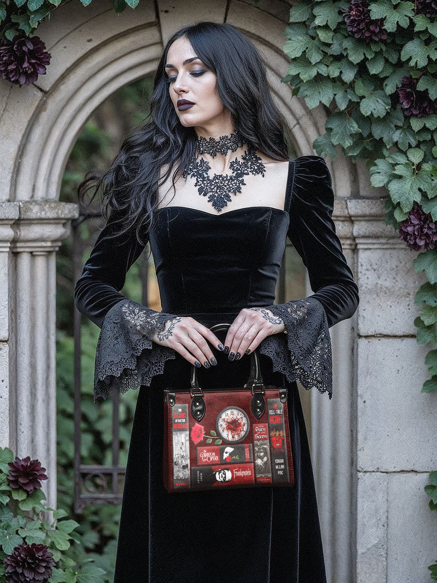 "The Crimson Codex" - Black Interior - Small Leather Handbag