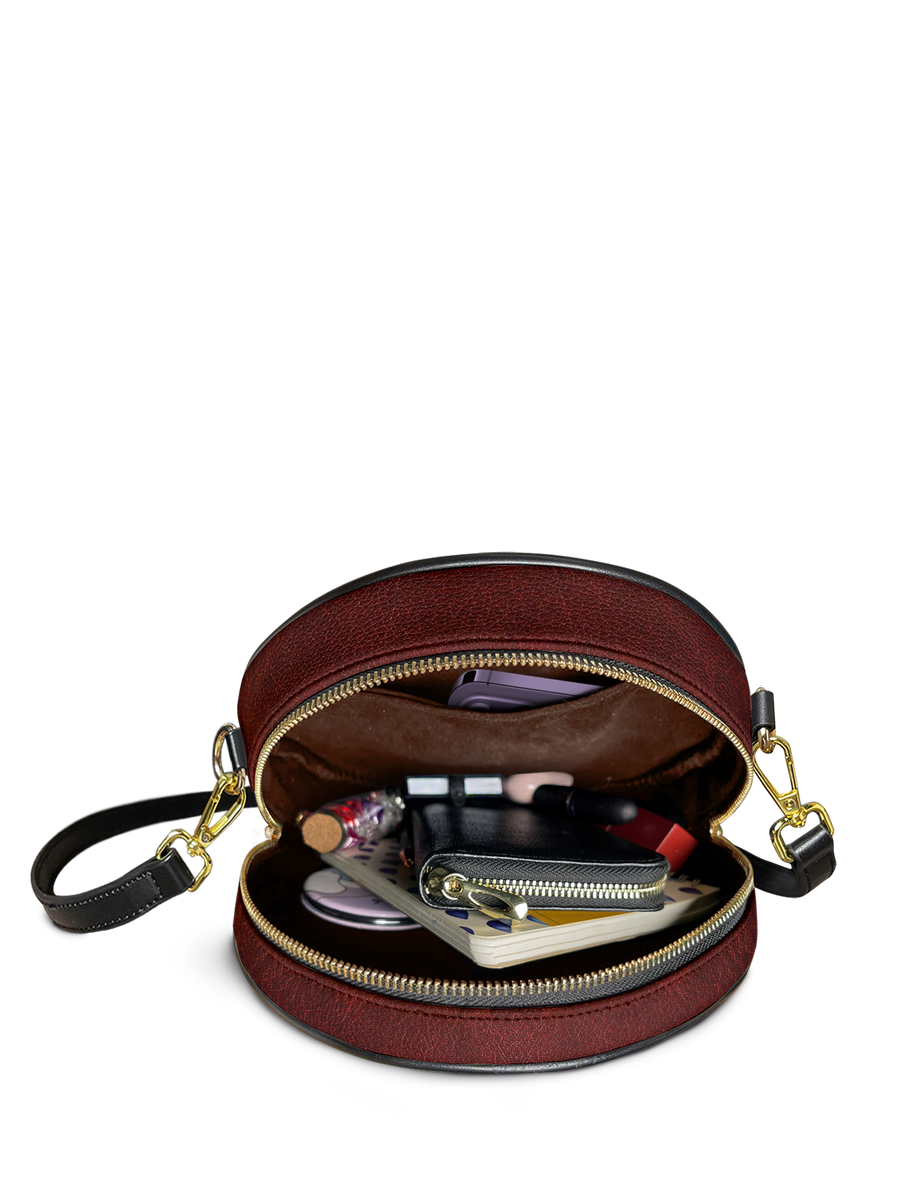 "The Crimson Codex" Circle Crossbody Bag