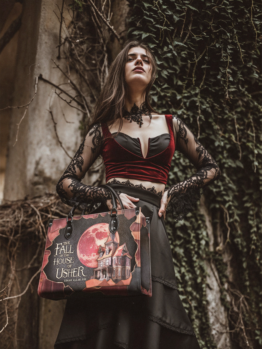 "The Fall Of The House Of Usher" - Black Interior - Leather Handbag
