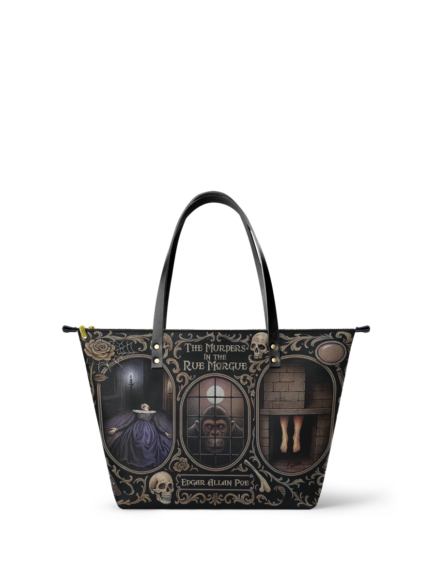 "The Murders In The Rue Morgue" Leather Tote Bag
