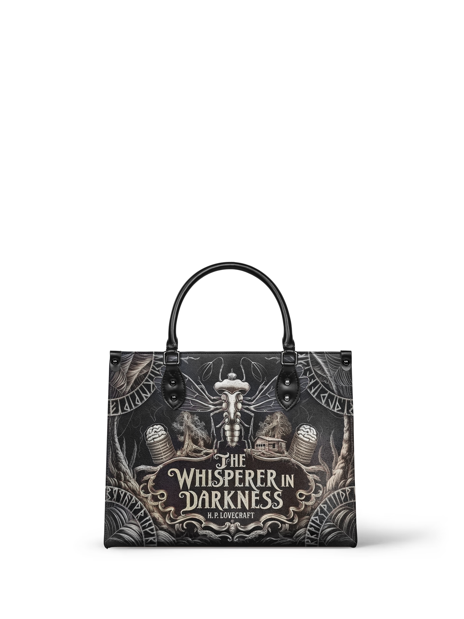 "The Whisperer In Darkness" - Black Interior - Leather Handbag