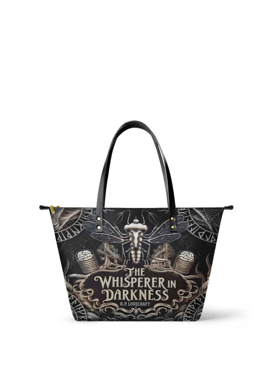 "The Whisperer In Darkness" Leather Tote Bag
