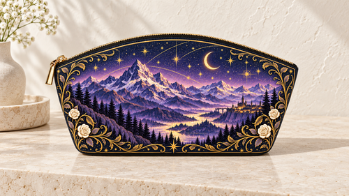 "Amethyst Peaks" Moonlit Valley Eclipse Makeup Bag