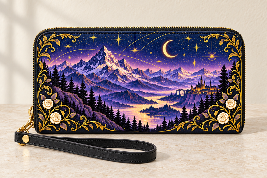 "Amethyst Peaks" Moonlit Valley Long Wallet