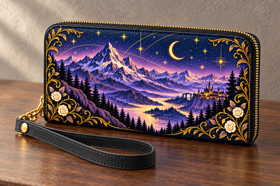 "Amethyst Peaks" Moonlit Valley Long Wallet