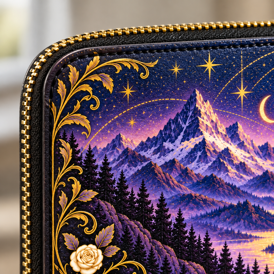 "Amethyst Peaks" Moonlit Valley Long Wallet