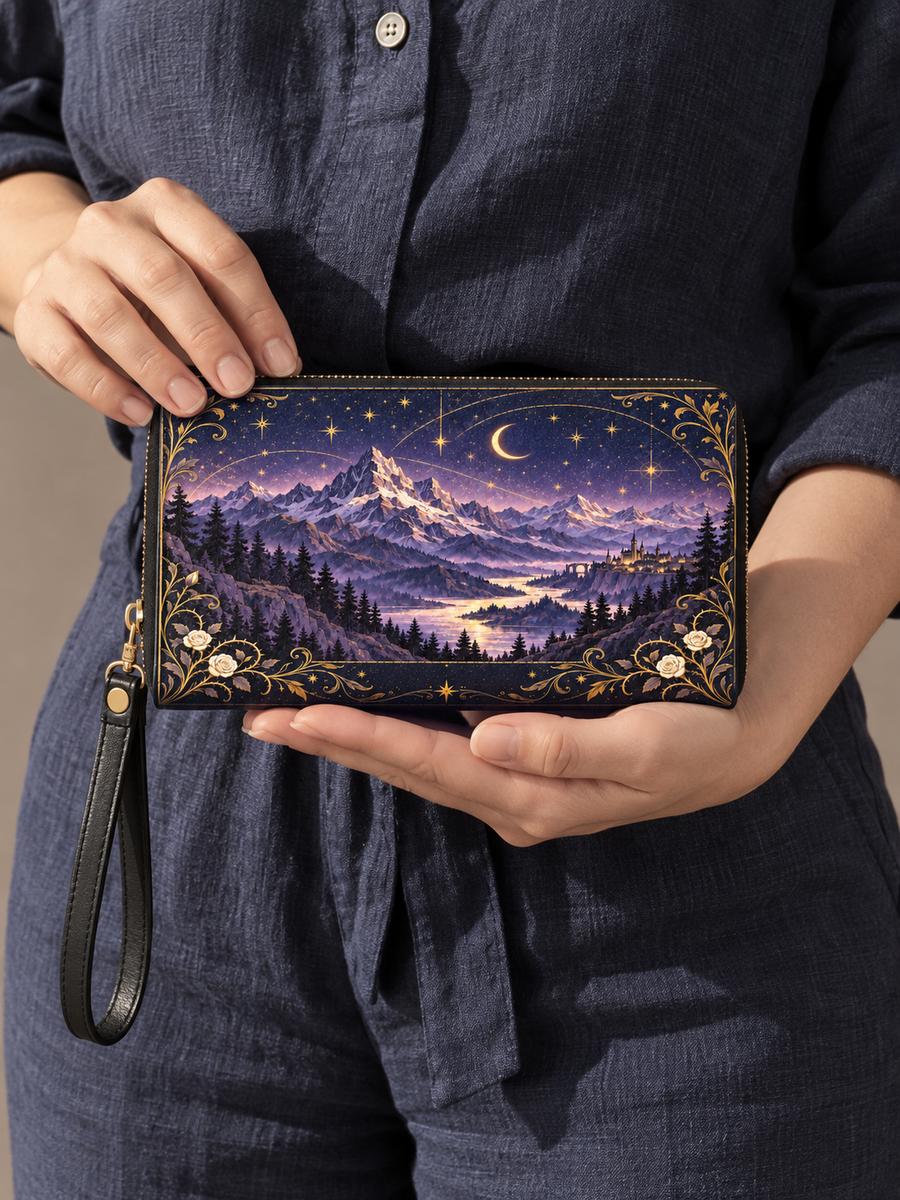 "Amethyst Peaks" Moonlit Valley Long Wallet