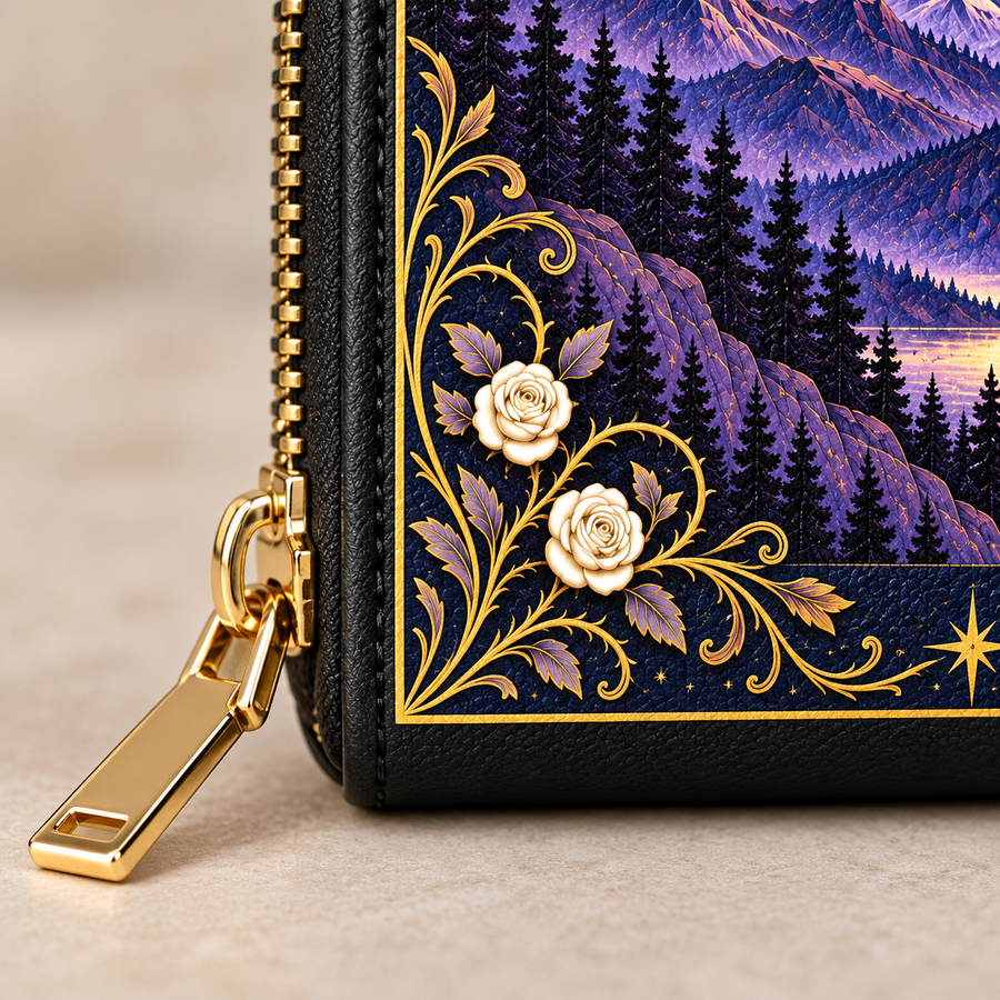 "Amethyst Peaks" Moonlit Valley Mini Wallet