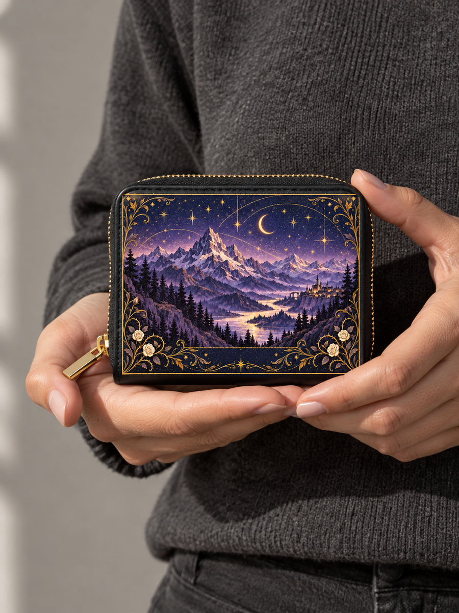 "Amethyst Peaks" Moonlit Valley Mini Wallet