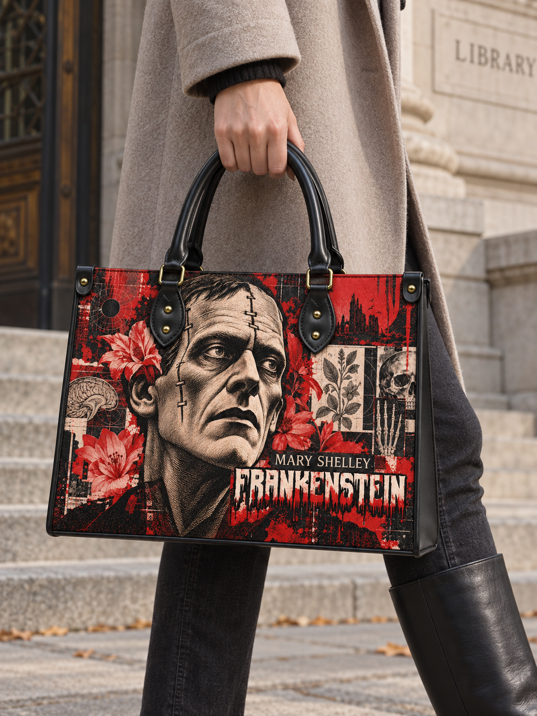 "Frankenstein" Heart Surge Leather Handbag