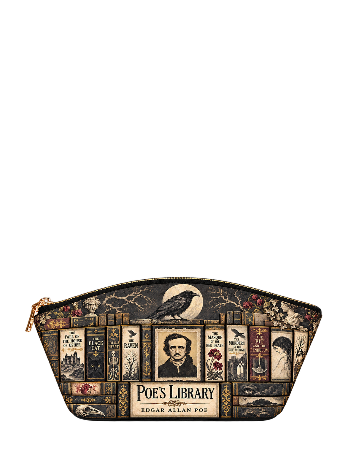 "Poe's Library" Ashen Black Eclipse Makeup Bag