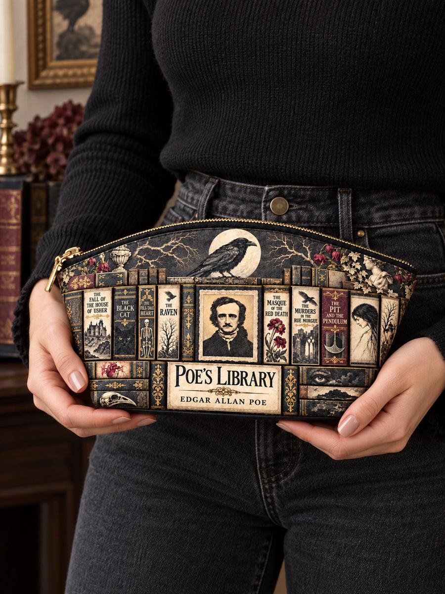 "Poe's Library" Ashen Black Eclipse Makeup Bag