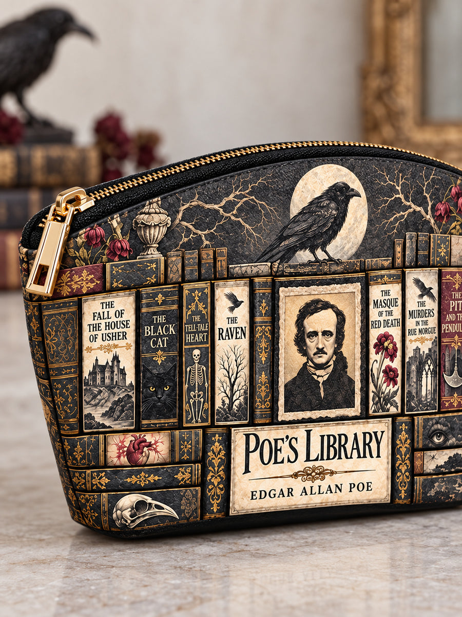 "Poe's Library" Ashen Black Eclipse Makeup Bag