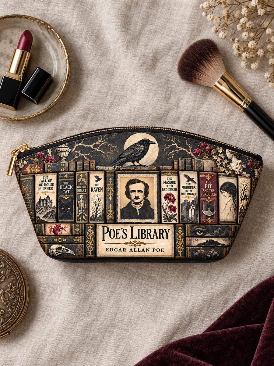 "Poe's Library" Ashen Black Eclipse Makeup Bag