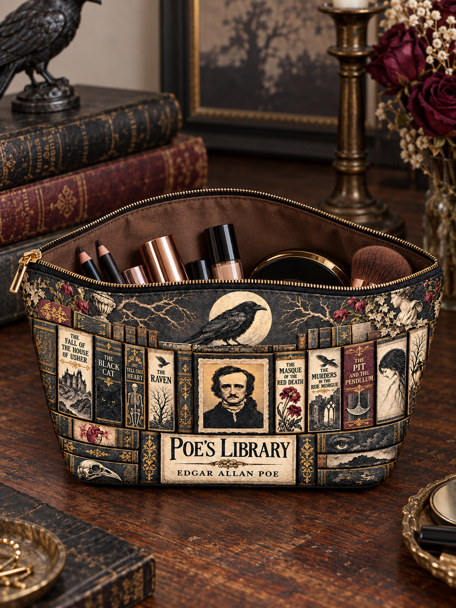 "Poe's Library" Ashen Black Eclipse Makeup Bag