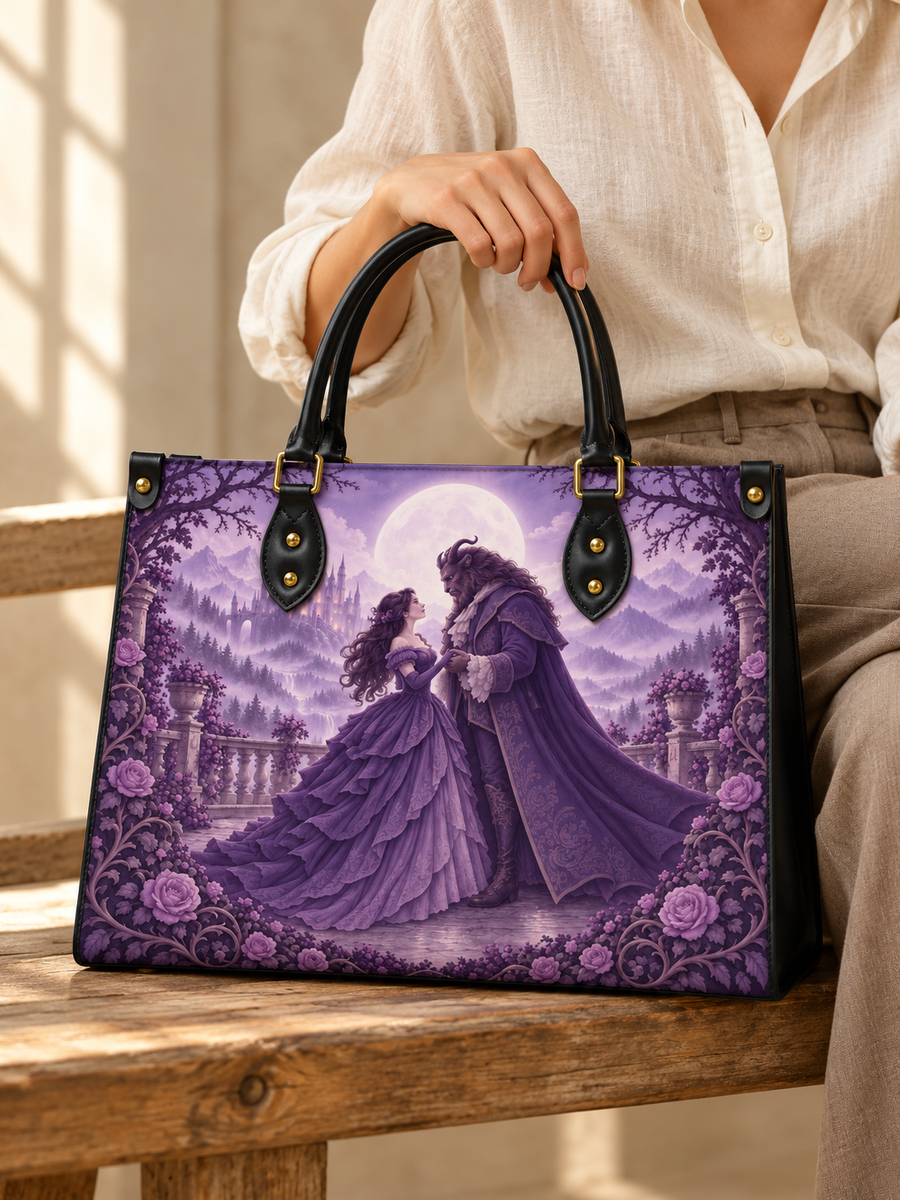 "Beauty and the Beast" Moonlit Rose Art Edition Leather Handbag