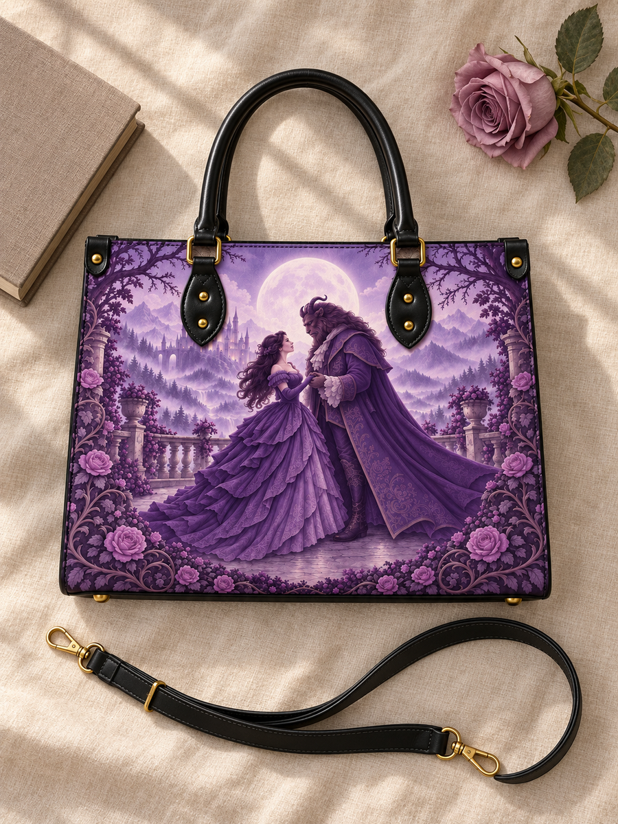 "Beauty and the Beast" Moonlit Rose Art Edition Leather Handbag
