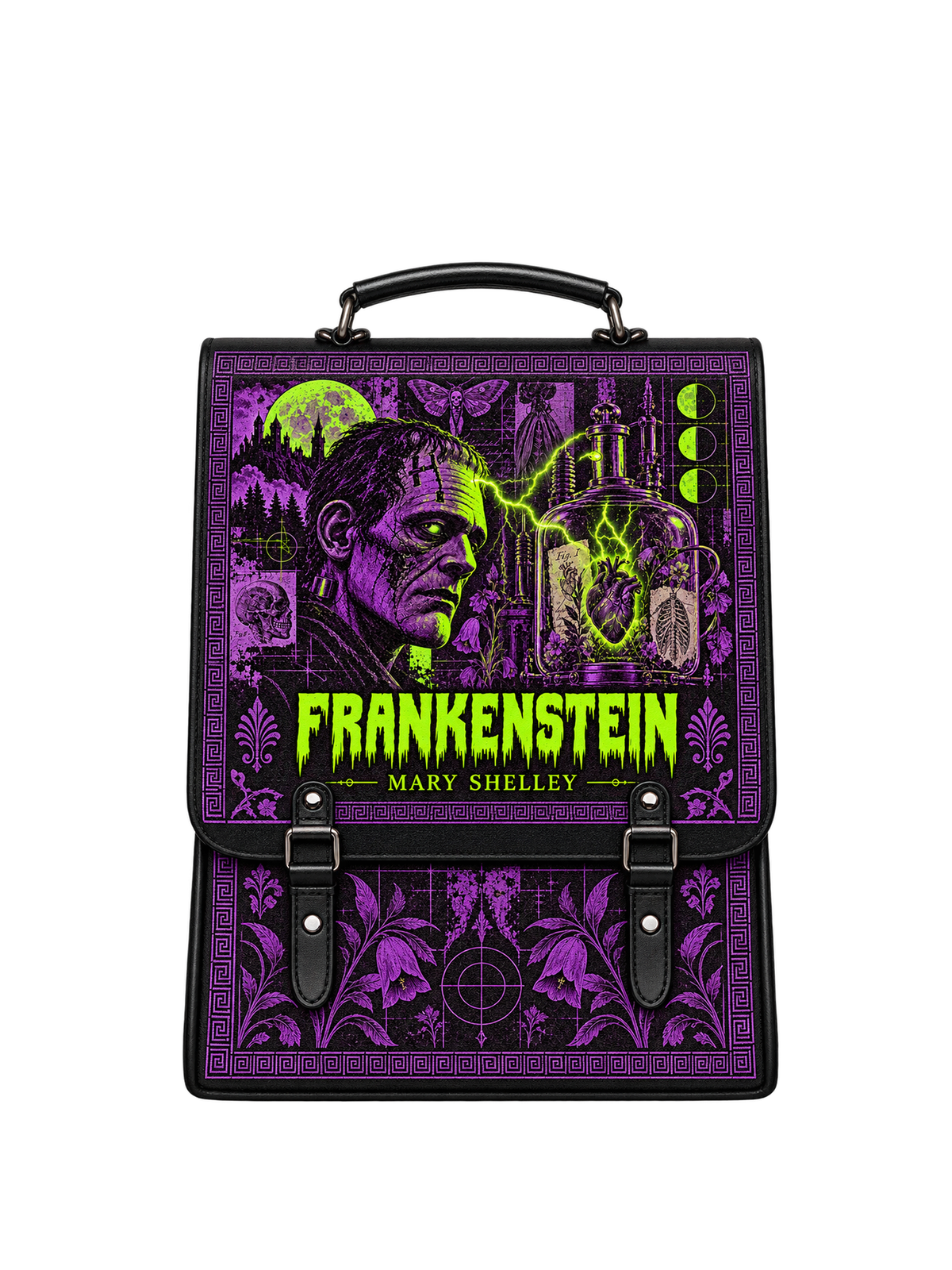 "Frankenstein" Lablight Violet Leather Backpack