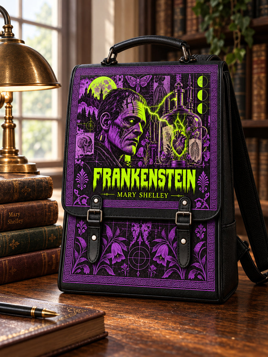 "Frankenstein" Lablight Violet Leather Backpack