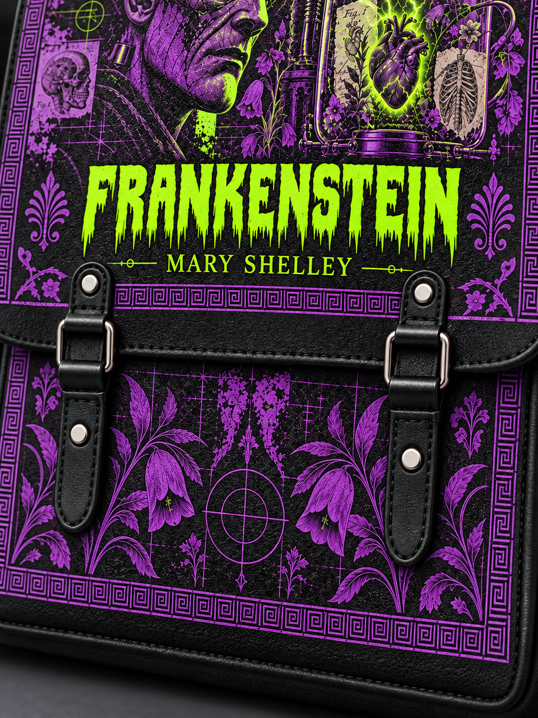 "Frankenstein" Lablight Violet Leather Backpack