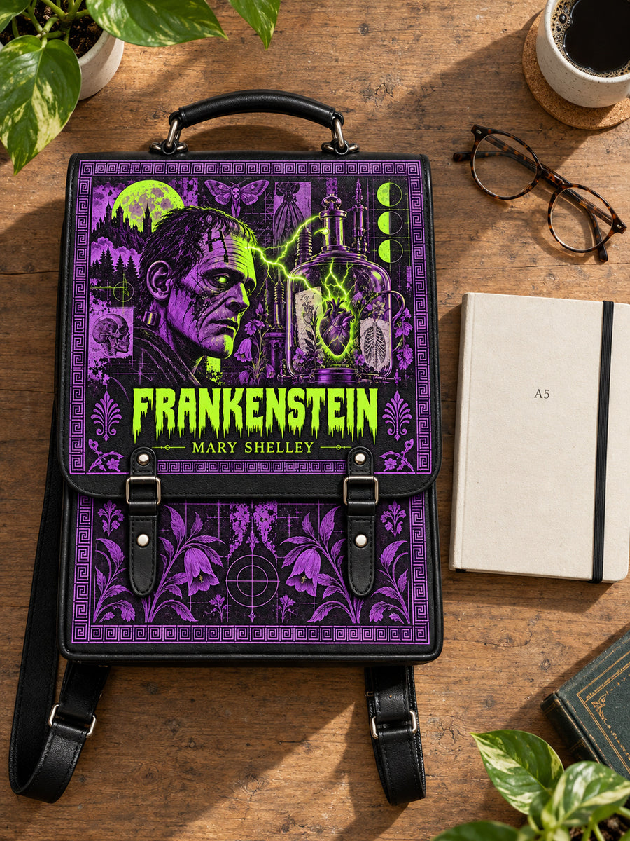 "Frankenstein" Lablight Violet Leather Backpack