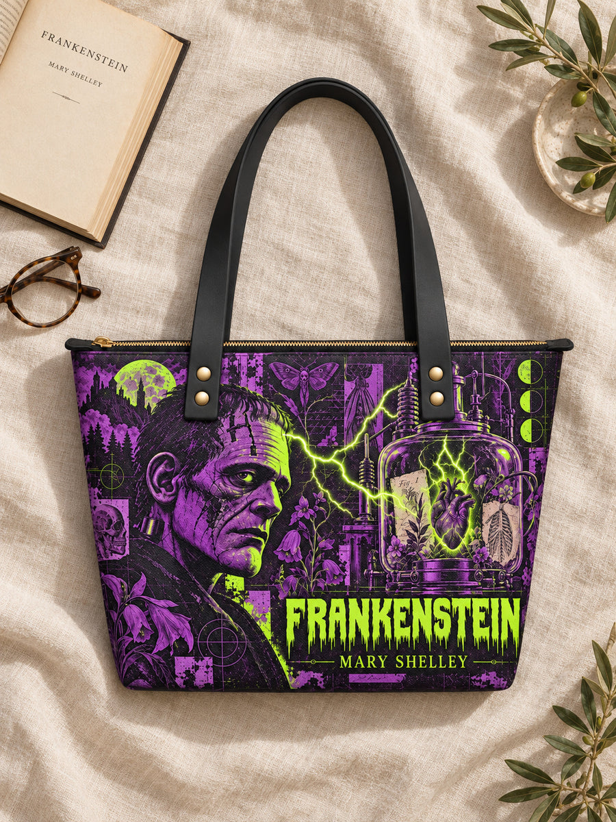 "Frankenstein" Lablight Violet Leather Tote Bag