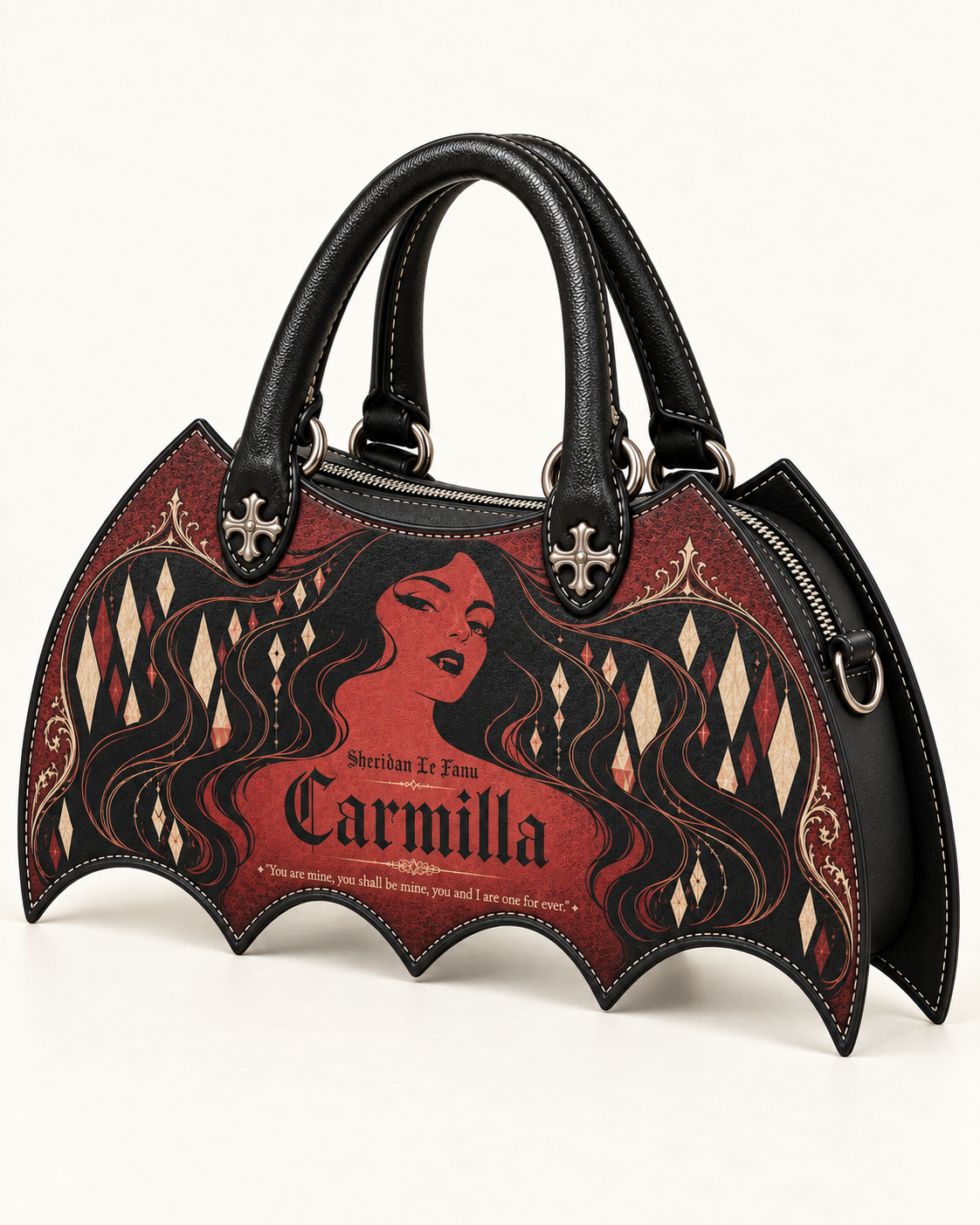 "Carmilla" Crimson Bride Bat Wing Handbag