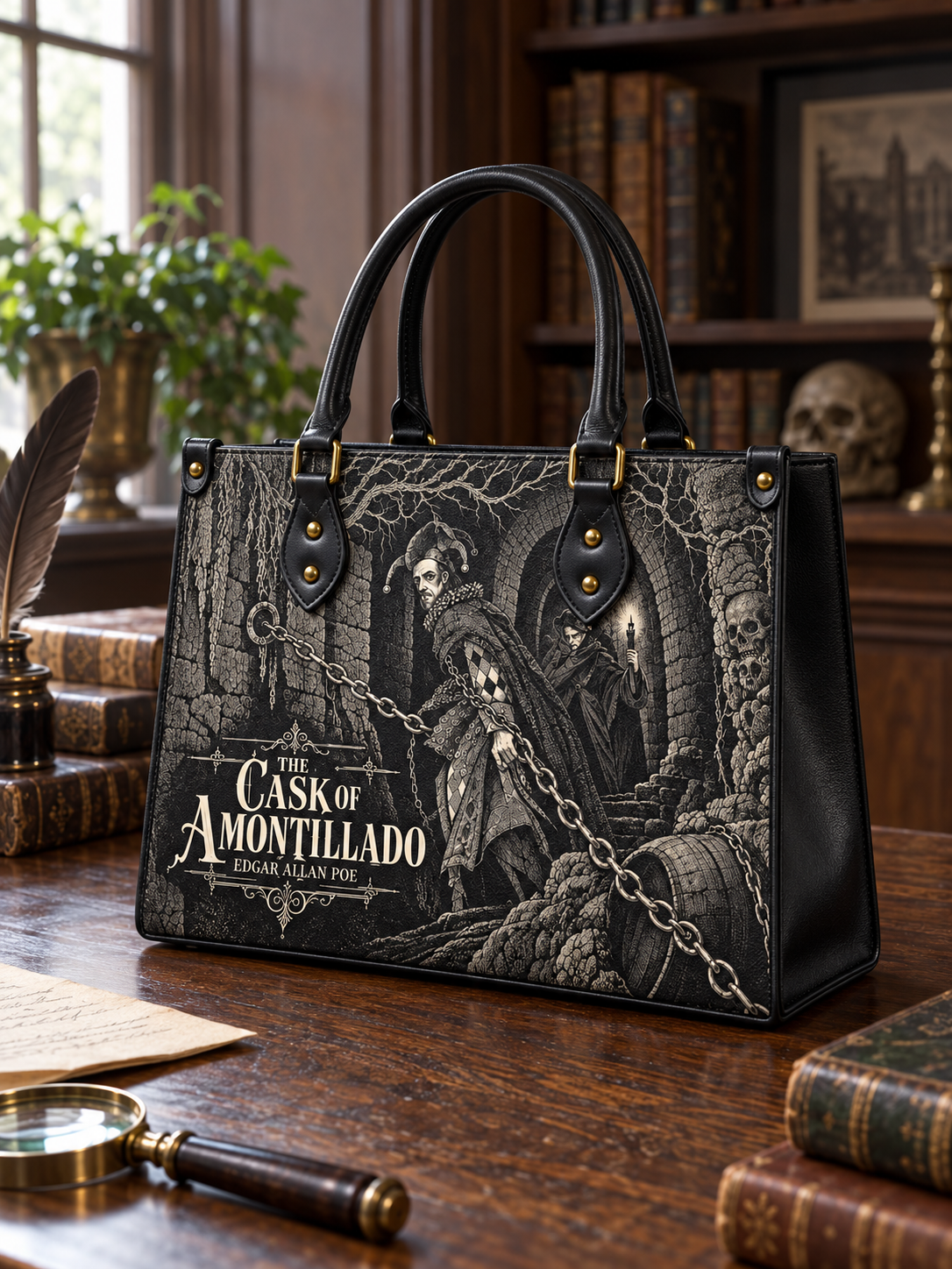 "The Cask Of Amontillado" Leather Handbag