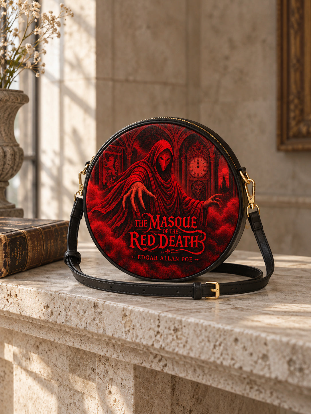 "The Masque Of The Red Death" Circle Crossbody Bag