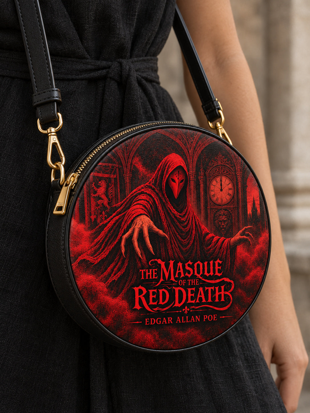 "The Masque Of The Red Death" Circle Crossbody Bag