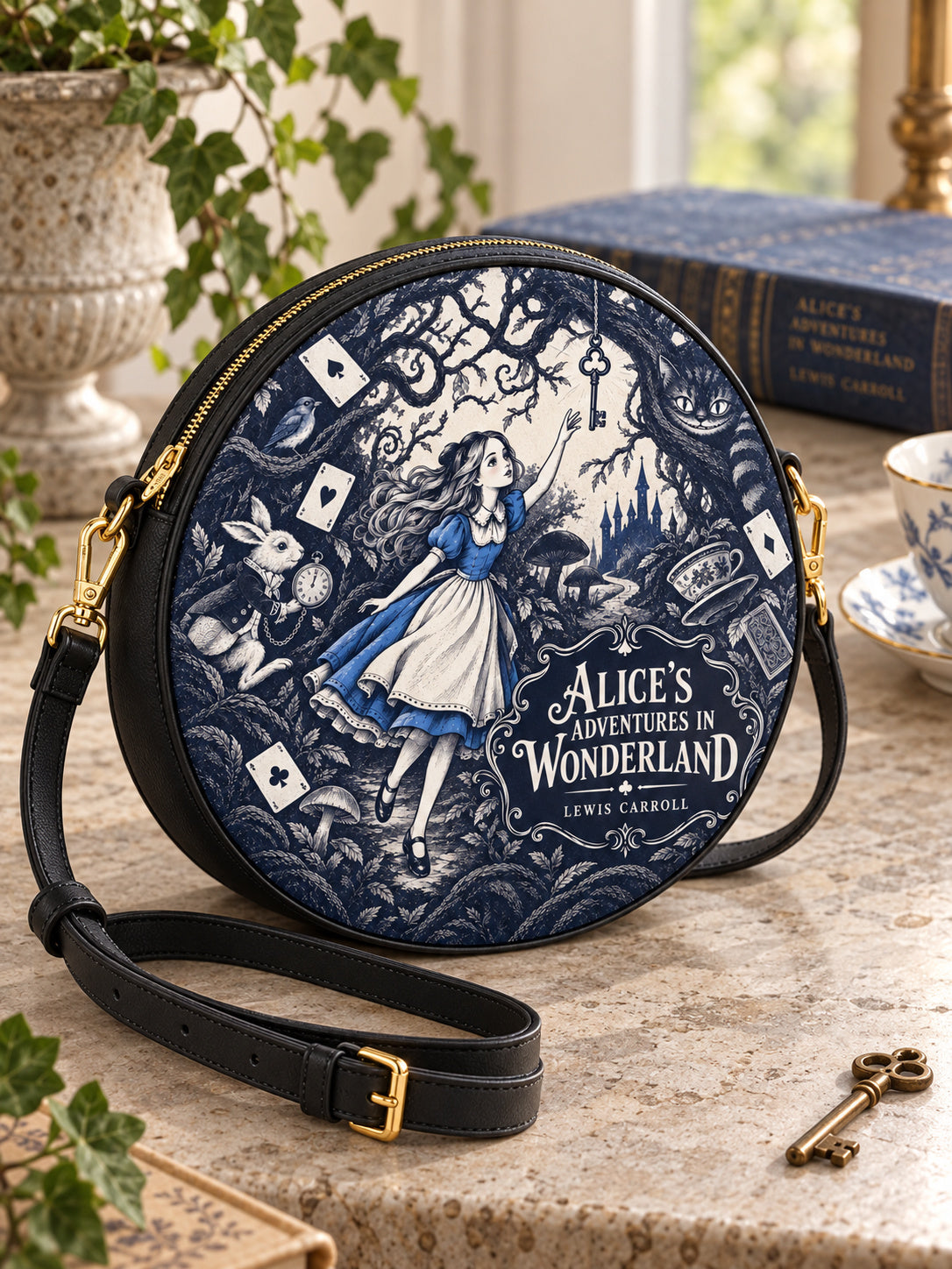 "Down The Rabbit Hole" Circle Crossbody Bag