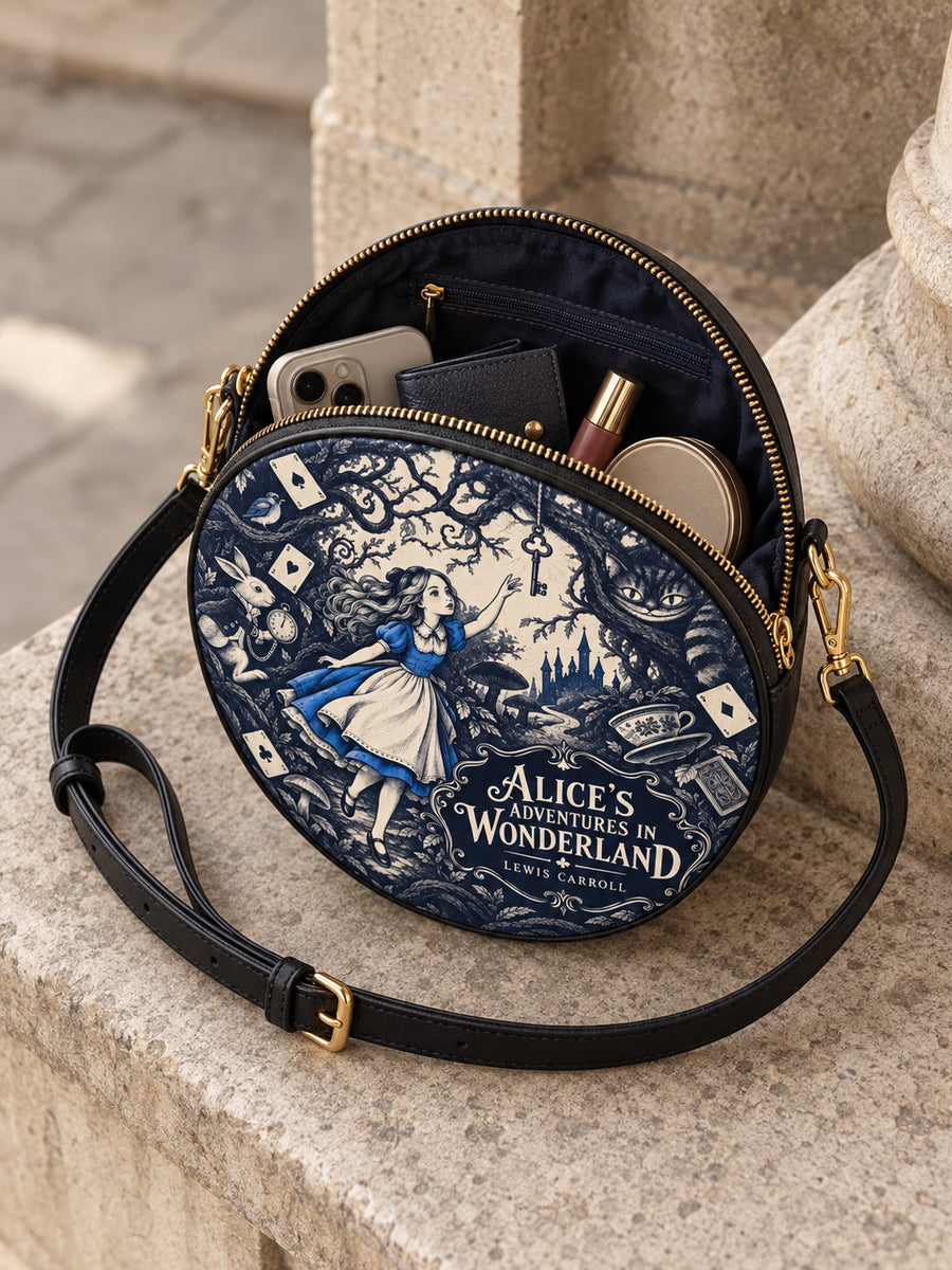 "Down The Rabbit Hole" Circle Crossbody Bag