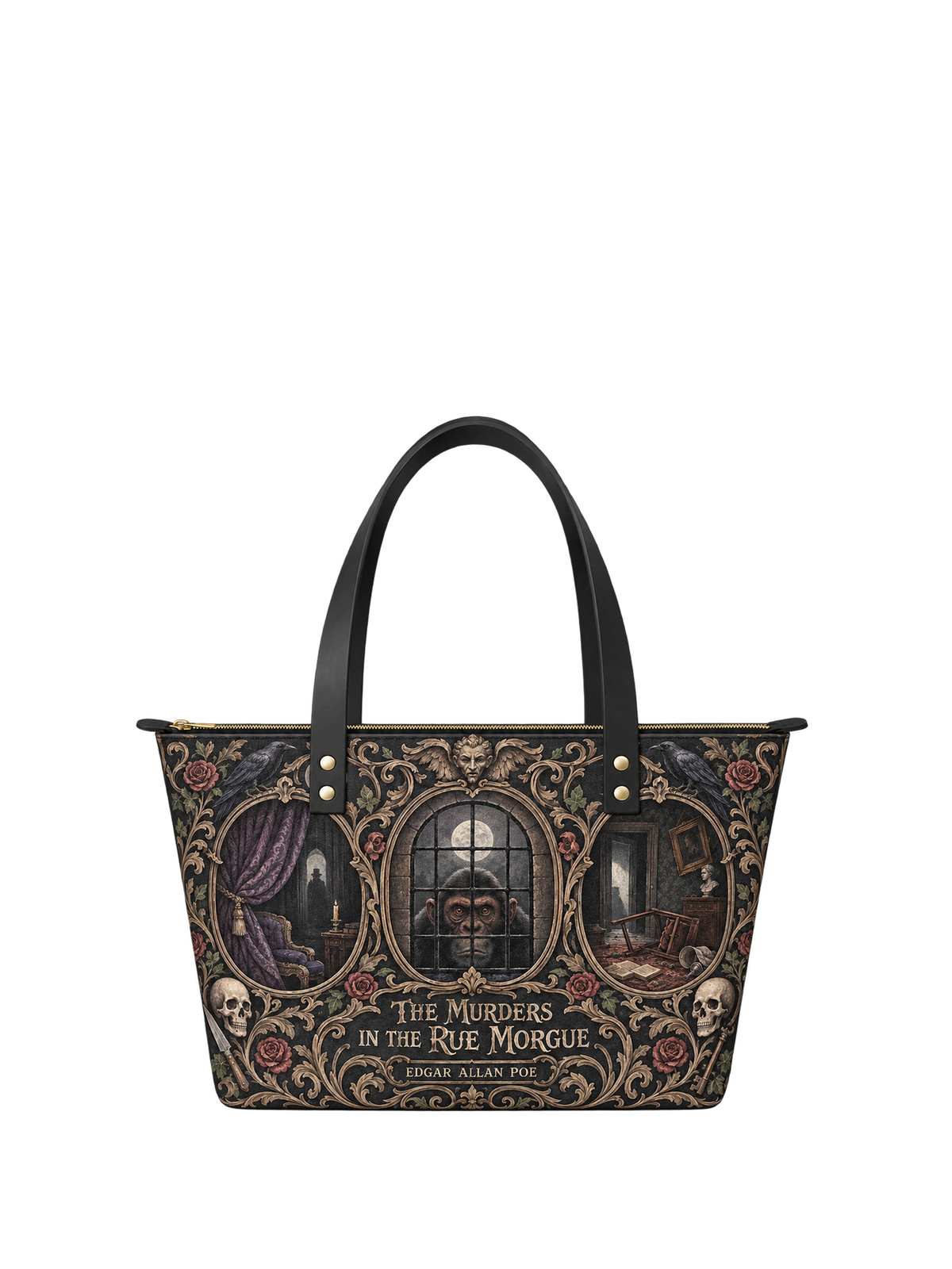 "The Murders In The Rue Morgue" Leather Tote Bag