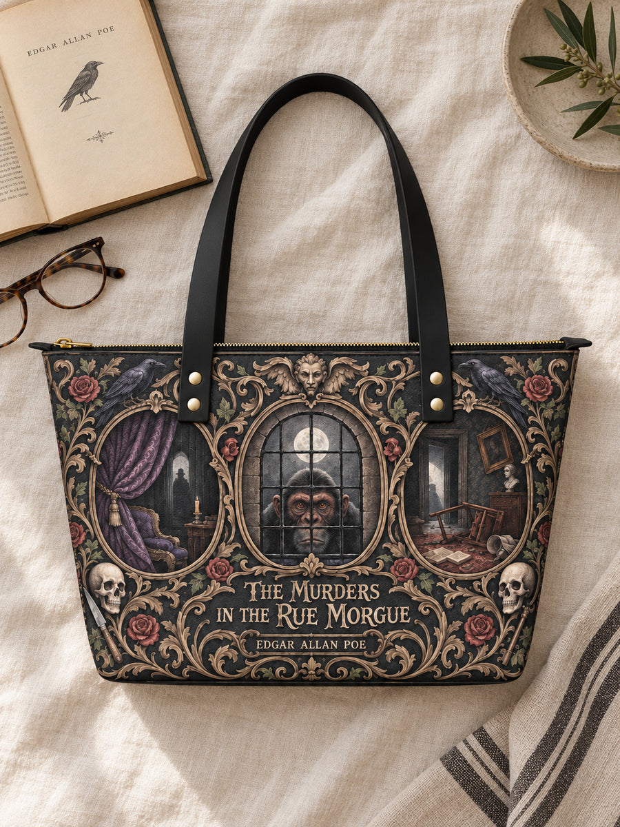 "The Murders In The Rue Morgue" Leather Tote Bag