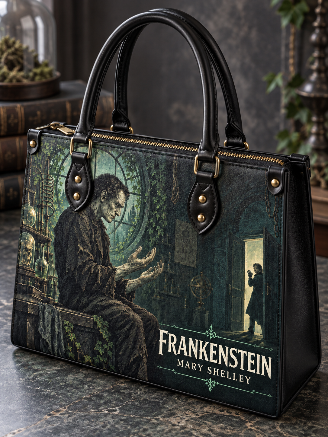 "Frankenstein" Mortuary Moss Leather Handbag