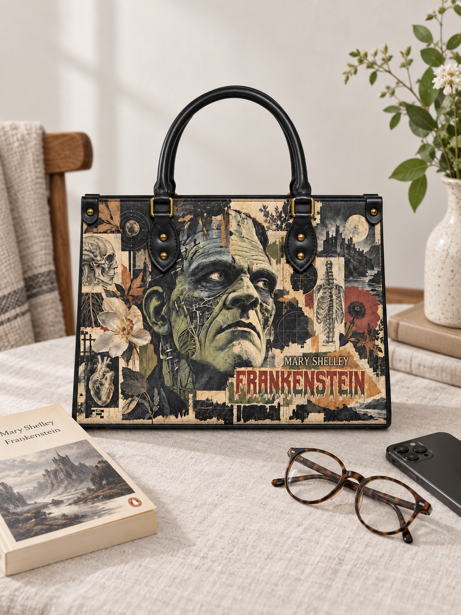 "Frankenstein" Old Parchment Leather Handbag