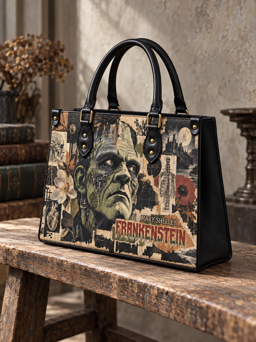 "Frankenstein" Old Parchment Leather Handbag