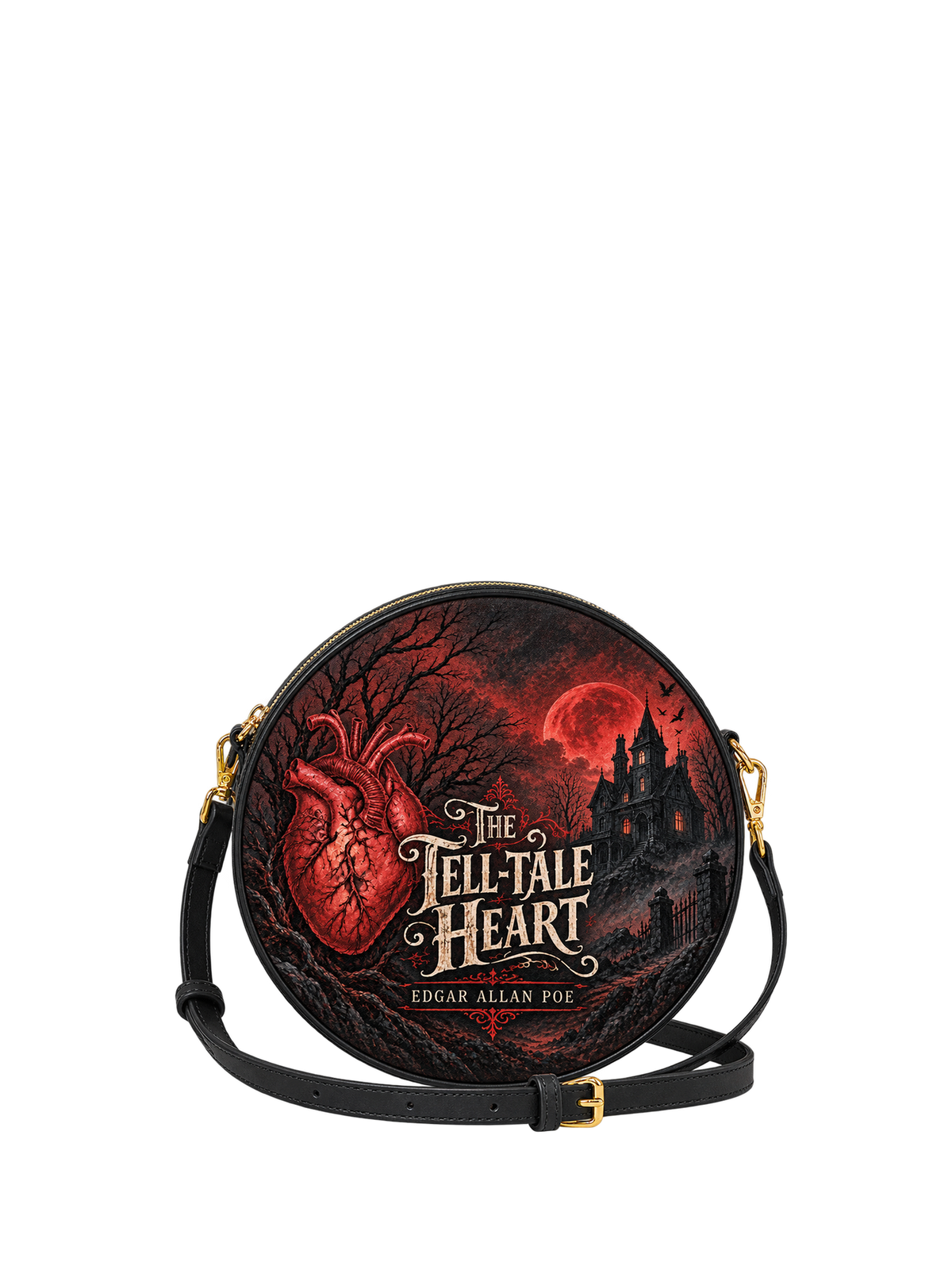"The Tell-Tale Heart" Circle Crossbody Bag