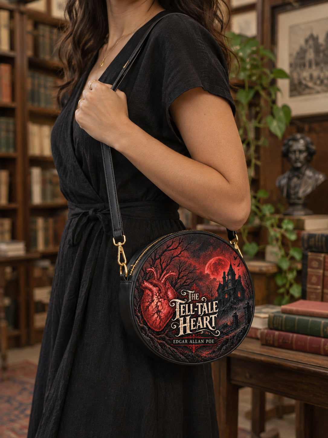 "The Tell-Tale Heart" Circle Crossbody Bag