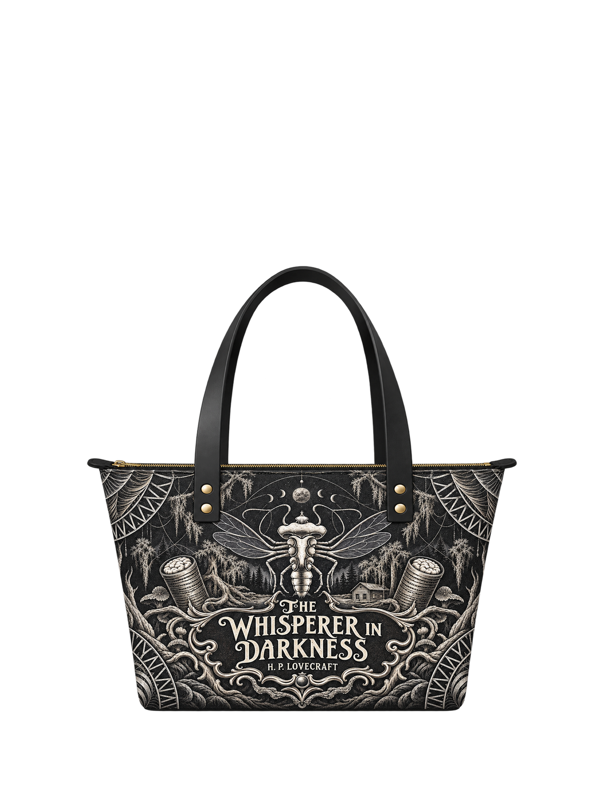 "The Whisperer In Darkness" Leather Tote Bag