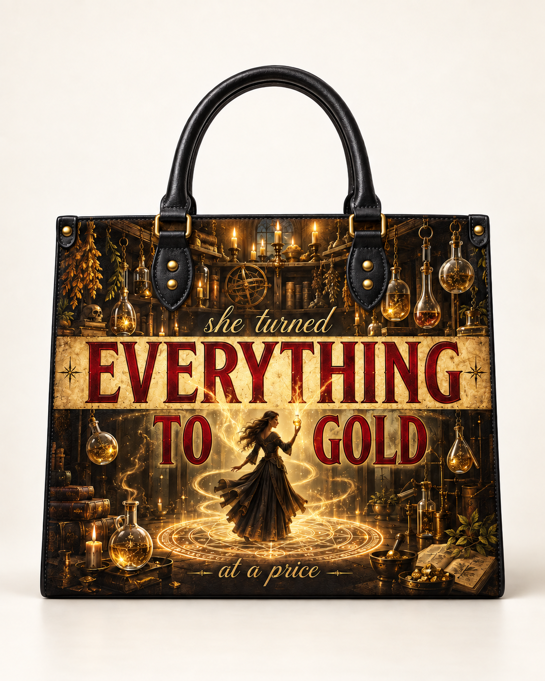 "Everything To Gold (At a Price)" Alchemist Leather Handbag