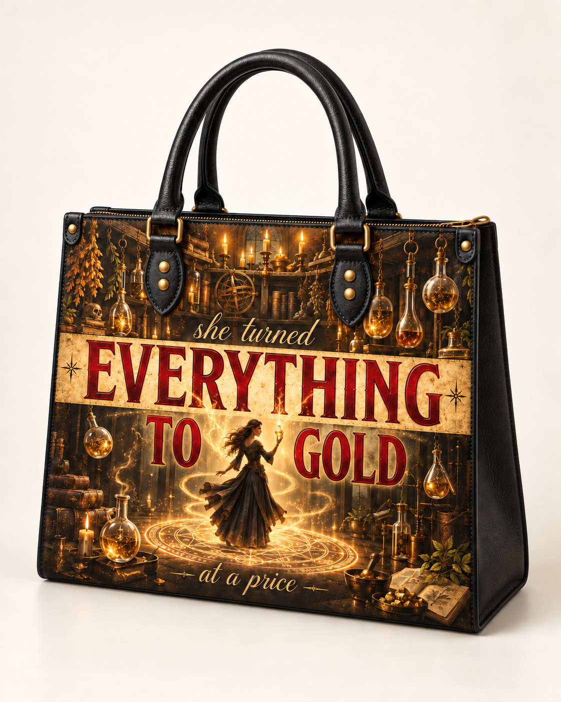 "Everything To Gold (At a Price)" Alchemist Leather Handbag