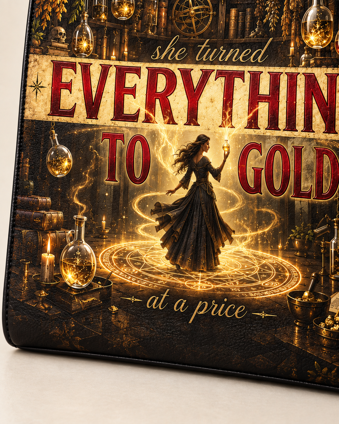 "Everything To Gold (At a Price)" Alchemist Leather Handbag