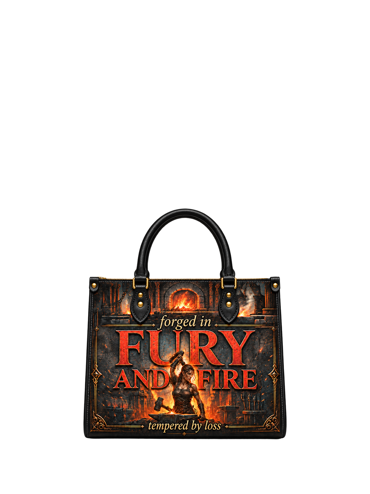 "Forged in Fury and Fire" Blacksmith Warrior Leather Handbag